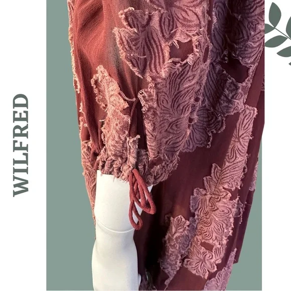 Wilfred Lace Overlay Mini Dress Silk Trim Romantic Burgundy Small - Picture 11 of 14